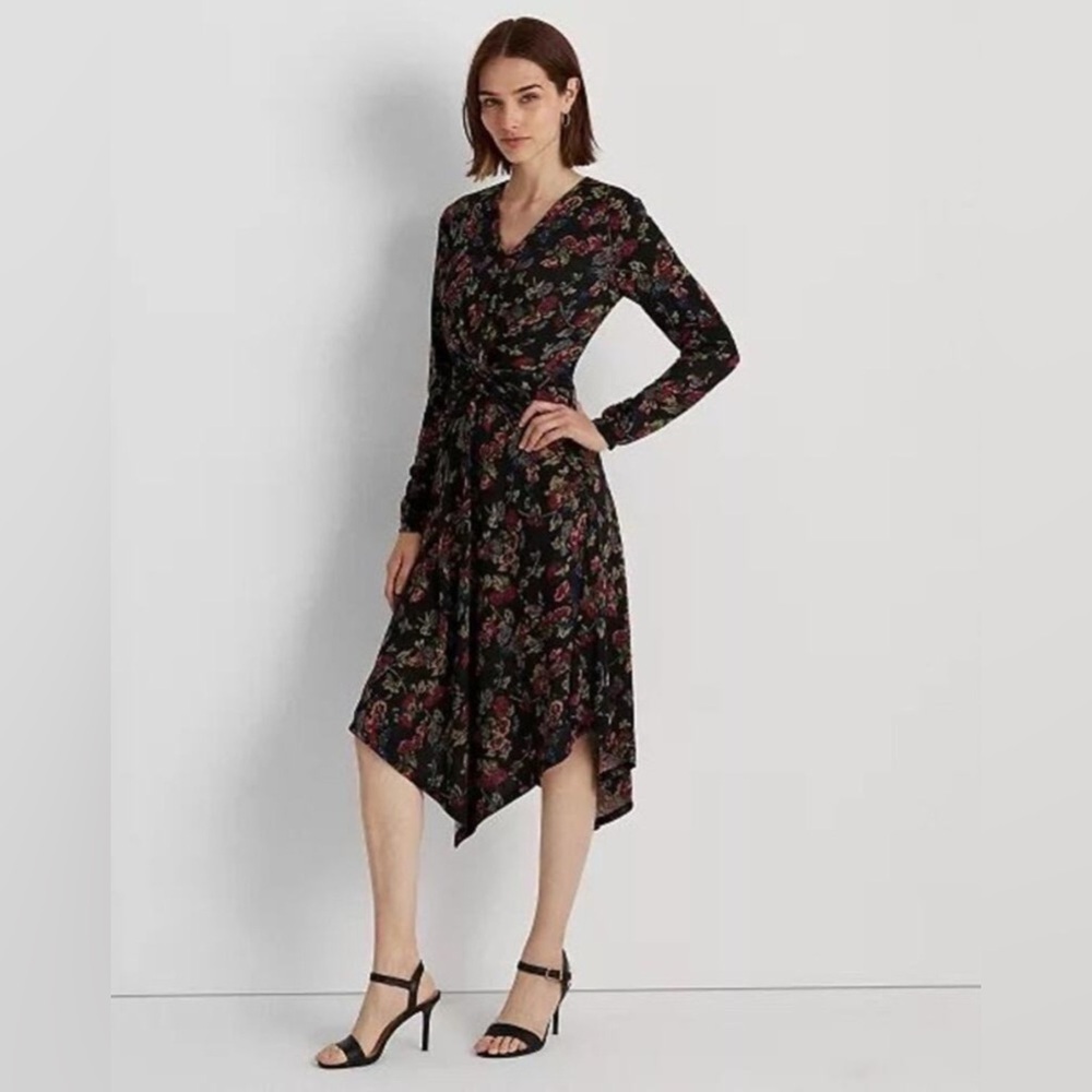 LAUREN RALPH LAUREN Floral Surplice Jersey Dress Size 4 and 8